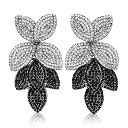 GODKI Celebrity Favorite Luxury Leaf Leaves Flower Collection Full Micro Cubic Zirconia Paved Wedding Bridal Earring