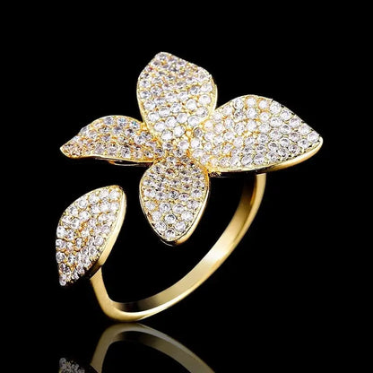 Blooming Elegance Statement Bridal Ring - Gold / Adjustable - Jewelry