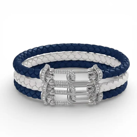 Blue & White Sisterhood Bond Bangle Stack - Trio - 3 pieces - Jewelry