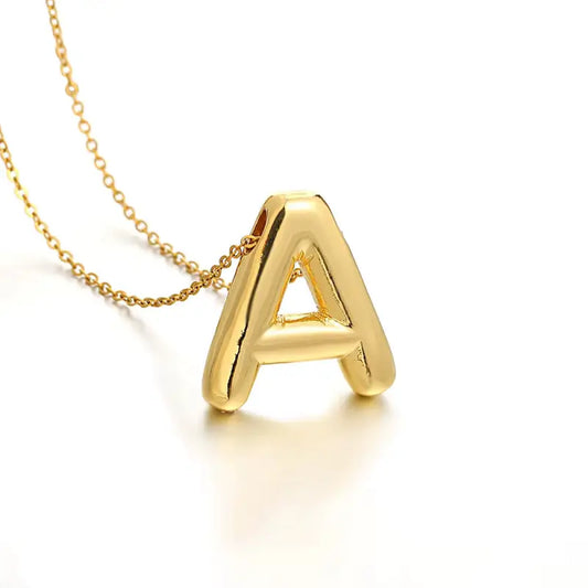 Bold 3D Initial Pendant Necklace: Modern & Eye-Catching - A - Jewelry