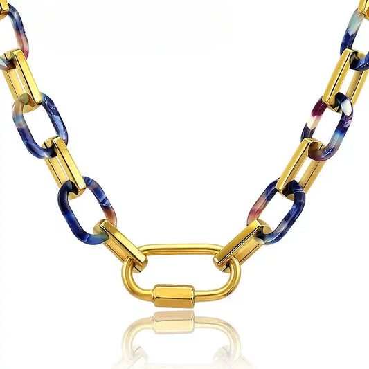 Bold Geometric Chain Link Necklace - Gold - Jewelry