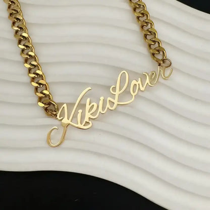Bold Name Cuban Chain Necklace - Jewelry