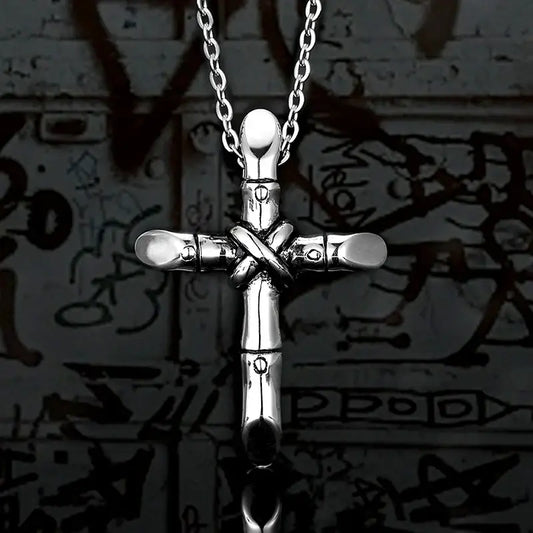 ’Bound Faith’ Stainless Steel Cross Pendant Necklace - Stainless Steel