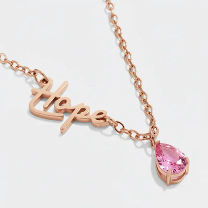 Breast Cancer Awareness ’Hope’ Teardrop Necklace - Rose / 18in - Jewelry