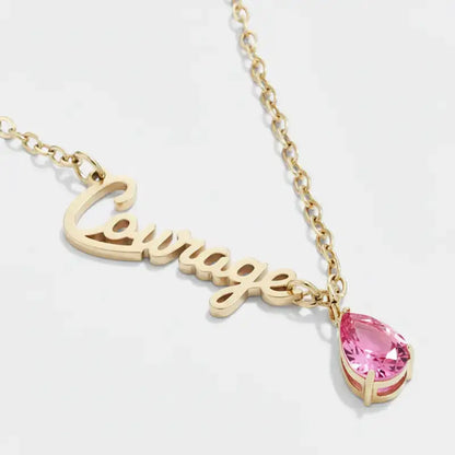 Breast Cancer Awareness ’Faith’ Teardrop Necklace - Gold / 18in - Jewelry