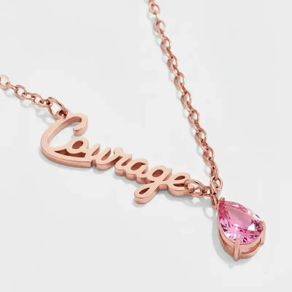 Breast Cancer Awareness ’Faith’ Teardrop Necklace - Rose / 18in - Jewelry