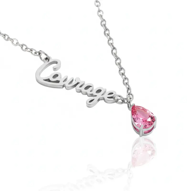 Breast Cancer Awareness Teardrop Necklace - Jewelry