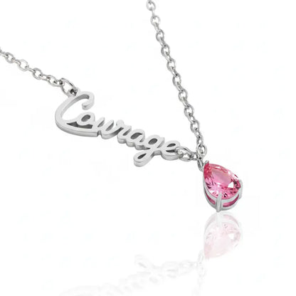 Breast Cancer Awareness Teardrop Necklace - Jewelry