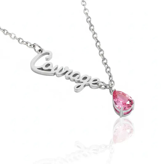 Breast Cancer Awareness Teardrop Necklace - Jewelry