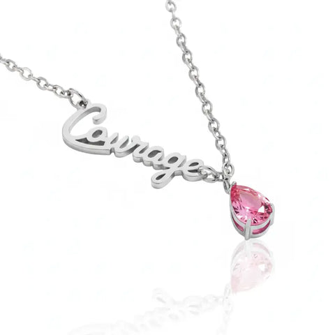 Breast Cancer Awareness Teardrop Necklace