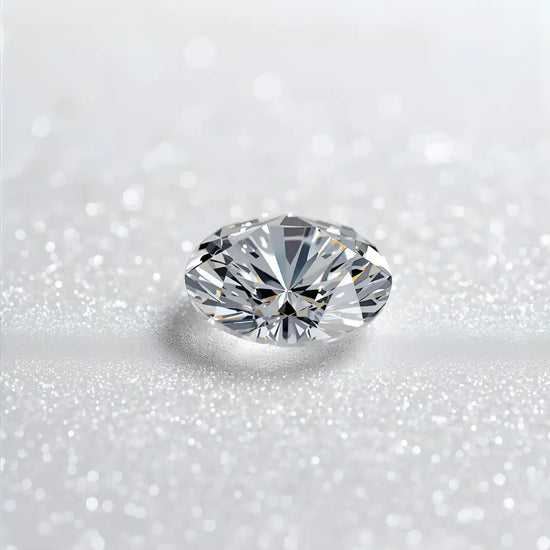 A brilliant-cut, oval-shaped diamond.