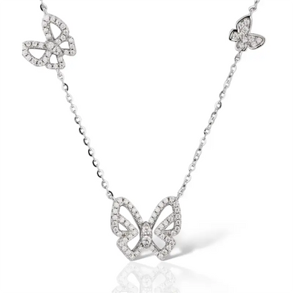 Butterfly Friends Shape Moissanite Necklace - Silver / One Size - Jewelry