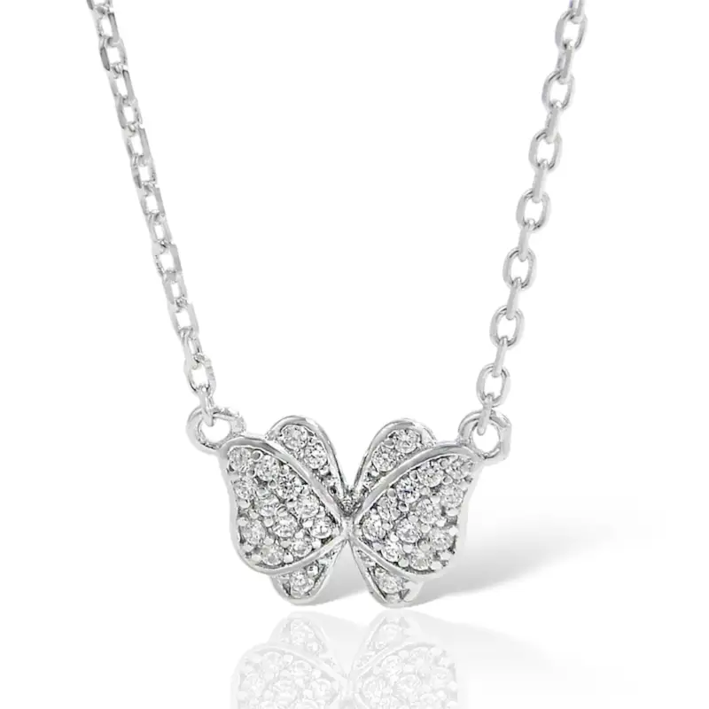 Butterfly Solo Pendant Necklace - Silver