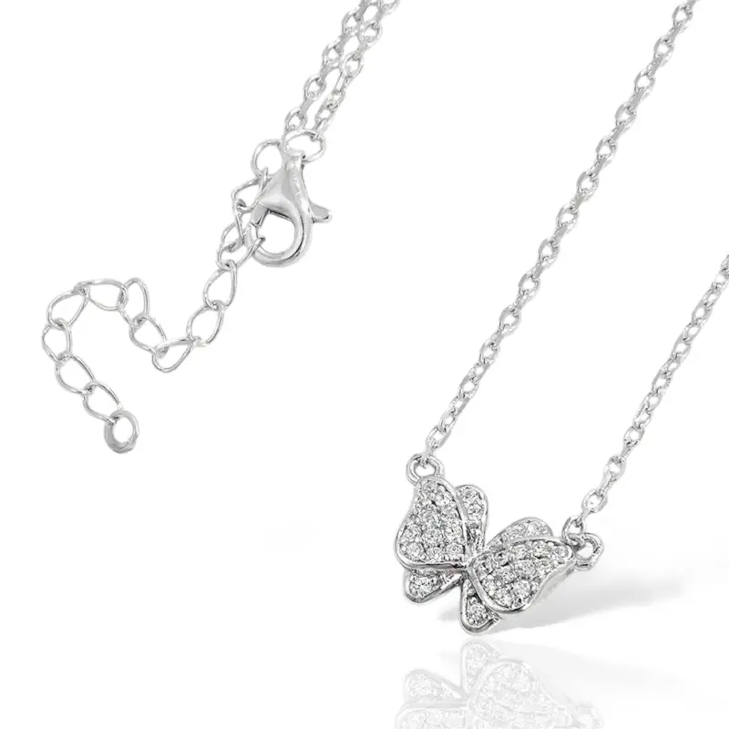 Butterfly Solo Pendant Necklace - Silver