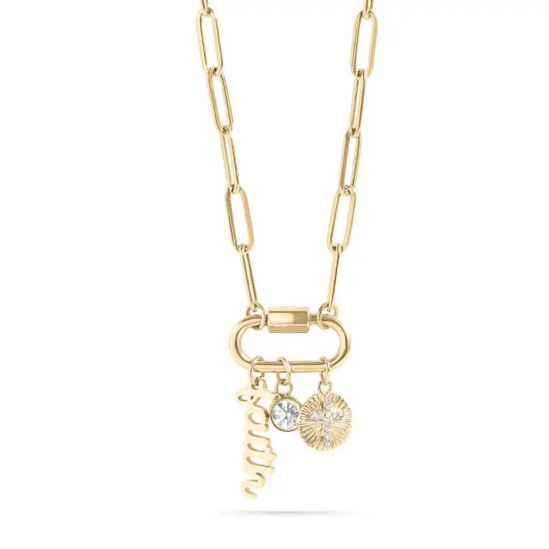 Carabiner Faith Charm Paperclip Necklace - 18k Gold PVD - Jewelry