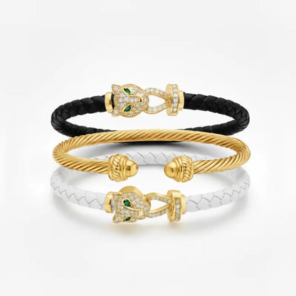 Cheetah Bangle Trio — Black Noir Edition - Gold / Extra Large - Jewelry