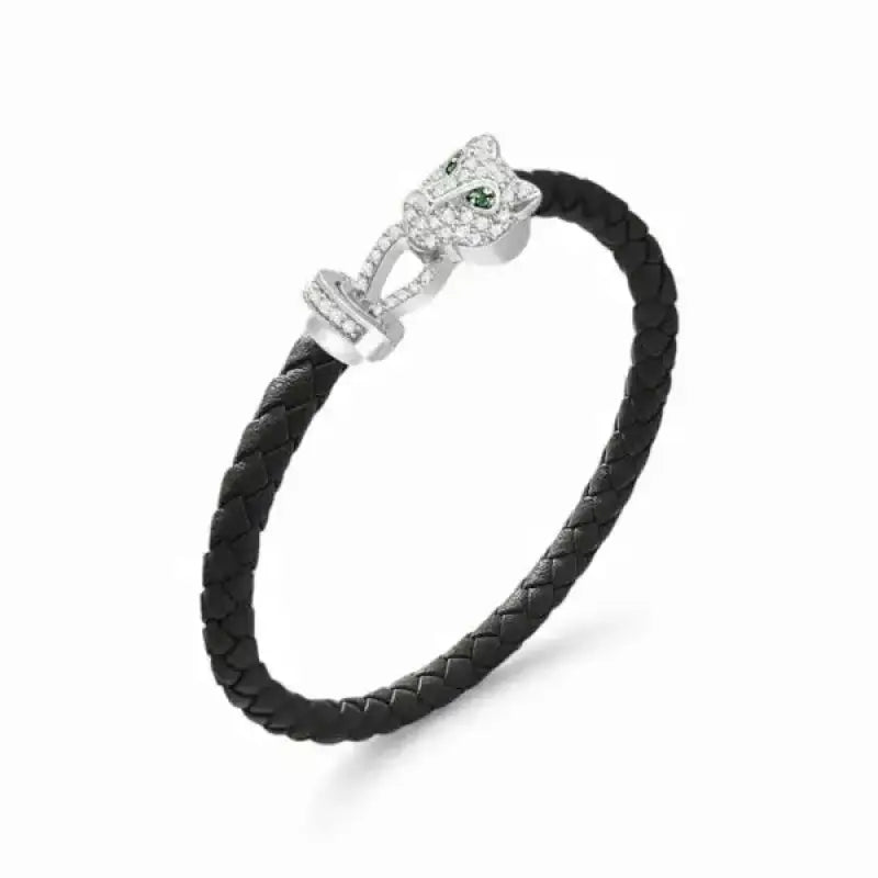 Untamed Cheetah Silver Bangle - Black Noir / Extra Large - Jewelry