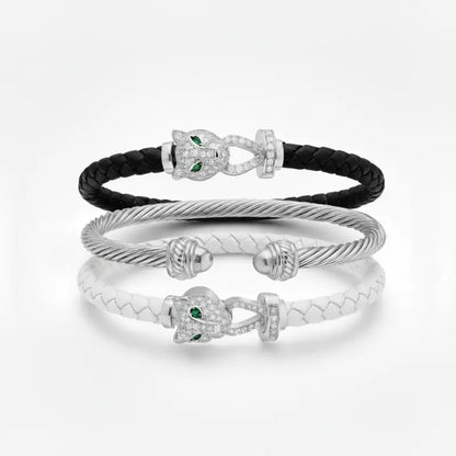 Cheetah Bangle Trio — Black Noir Edition - Silver / Extra Large - Jewelry
