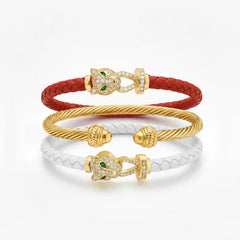 Cheetah Bangle Trio — Red & White Edition
