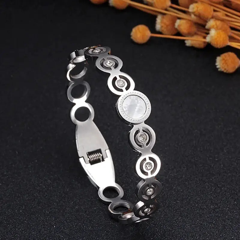 Circle Accents Crystal Bangle Bracelet