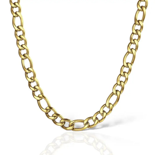 Classic Figaro Gold Chain Necklace 7mm - 18in - Jewelry