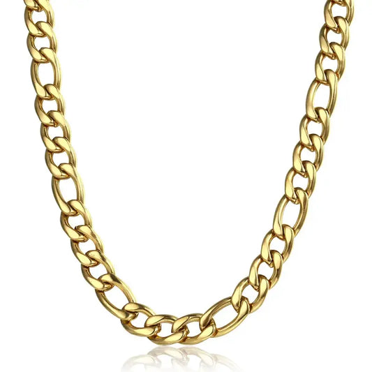 Classic Figaro Gold Chain Necklace 9mm - 18in - Jewelry