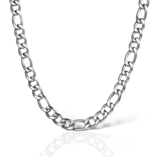 Classic Figaro Stainless Steel Chain Necklace 7mm - Jewelry