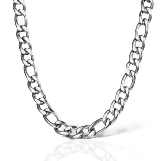 Classic Figaro Stainless Steel Chain Necklace 9mm - Jewelry