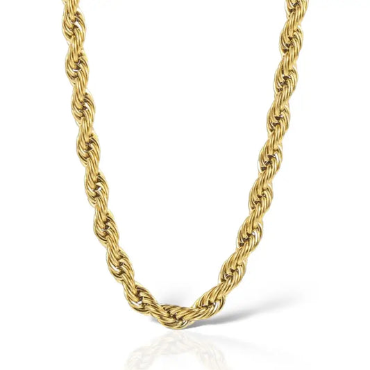 Classic Rope Gold Chain Necklace 7mm - 16in - Jewelry