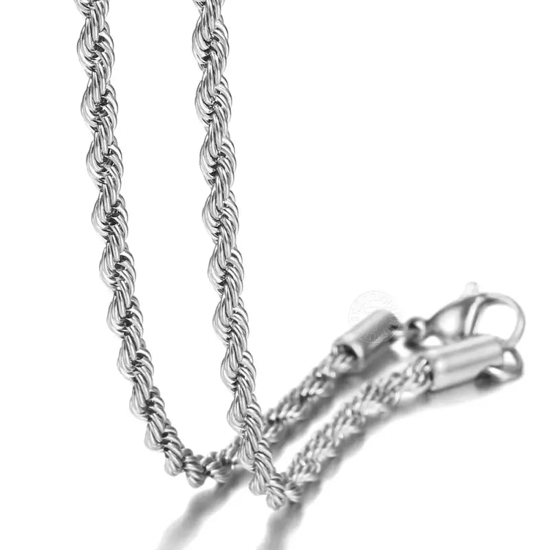 Classic Rope Silver Chain Necklace 3mm - Jewelry