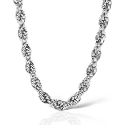 Classic Rope Stainless Steel Chain Necklace 7mm - Jewelry