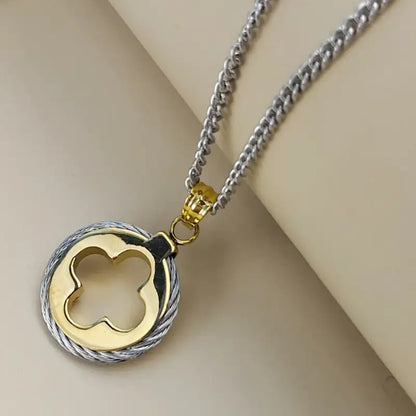 Clover Faith Pendant Necklace | Stainless Steel | 18k Gold Plated - MULTI