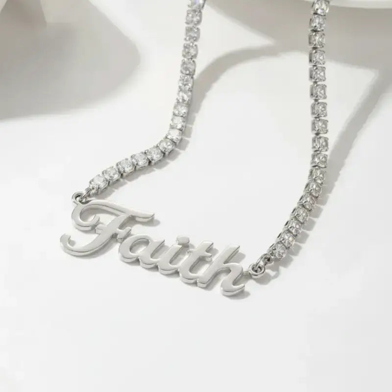 Faith Breast Cancer Awareness Tennis Necklace - Jewelry