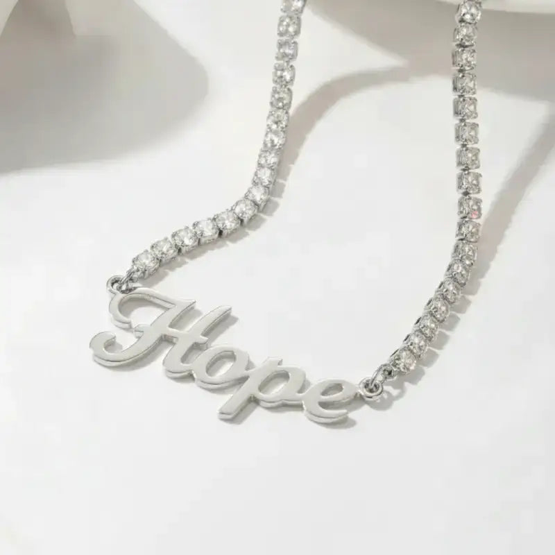 Faith. Hope. Love. Custom Tennis Necklace - Stainless Steel / 16in - Jewelry