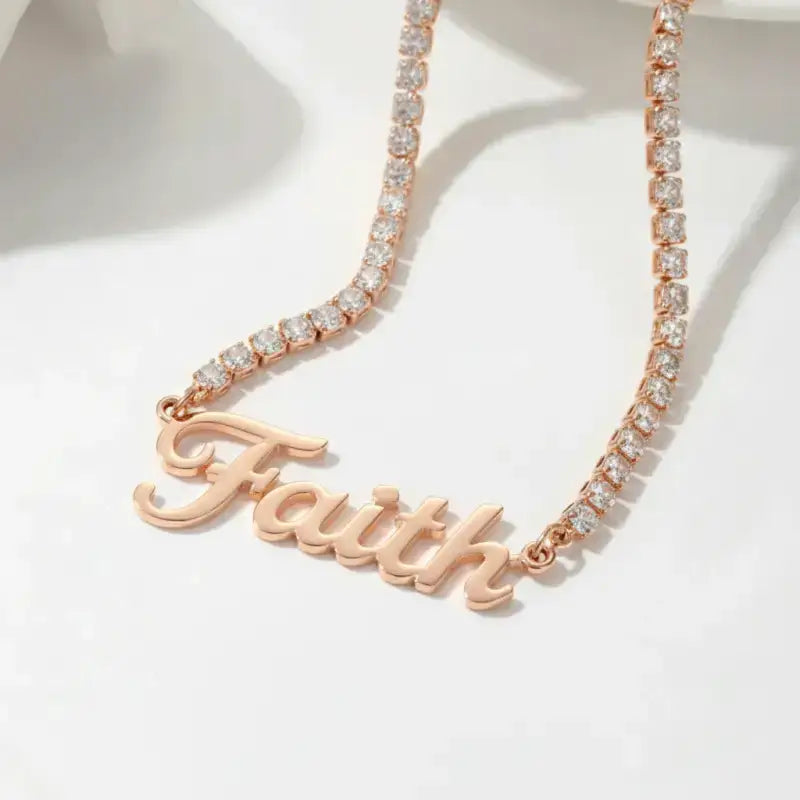 Faith Breast Cancer Awareness Tennis Necklace - Jewelry