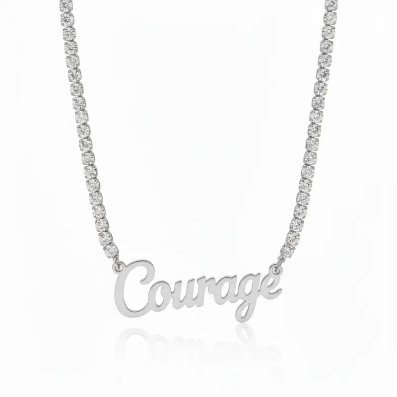 Courage - Hope - Faith Breast Cancer Awareness Tennis Necklace - Jewelry
