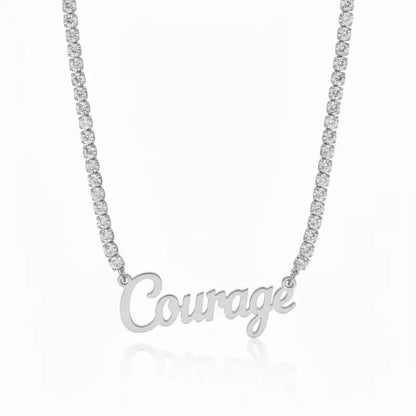 Courage - Hope - Faith Breast Cancer Awareness Tennis Necklace - Jewelry