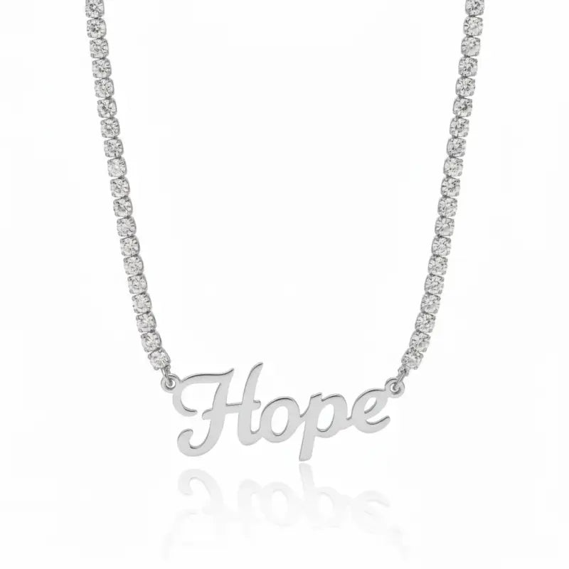 Courage - Hope - Faith Breast Cancer Awareness Tennis Necklace - Jewelry