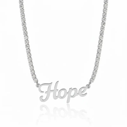 Courage - Hope - Faith Breast Cancer Awareness Tennis Necklace - Jewelry