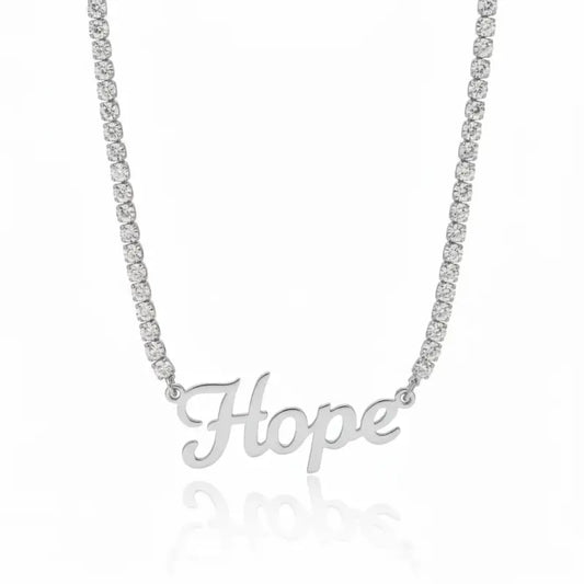 Courage - Hope - Faith Breast Cancer Awareness Tennis Necklace - Jewelry