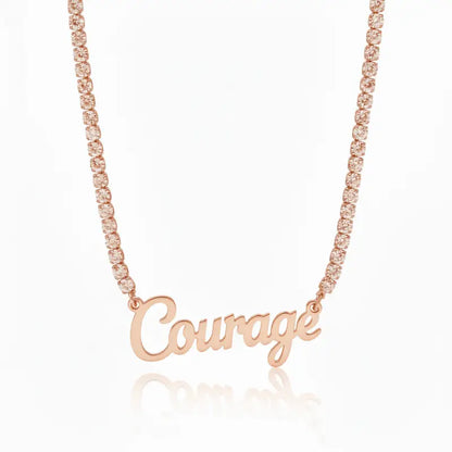Courage - Hope - Faith Breast Cancer Awareness Tennis Necklace - Jewelry