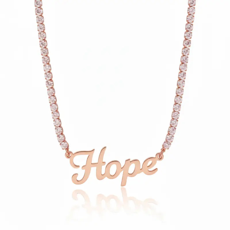 Courage - Hope - Faith Breast Cancer Awareness Tennis Necklace - Jewelry