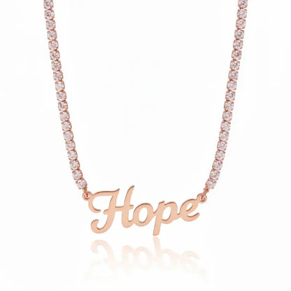 Courage - Hope - Faith Breast Cancer Awareness Tennis Necklace - Jewelry