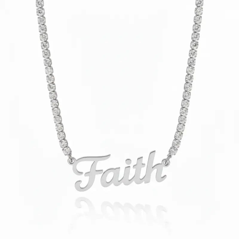 Courage - Hope - Faith Breast Cancer Awareness Tennis Necklace - Jewelry