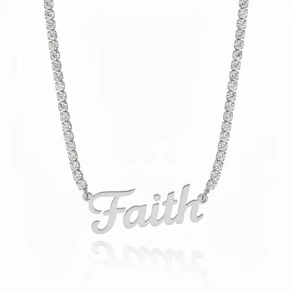 Courage - Hope - Faith Breast Cancer Awareness Tennis Necklace - Jewelry