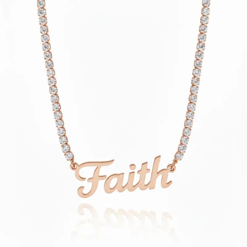 Courage - Hope - Faith Breast Cancer Awareness Tennis Necklace - Jewelry