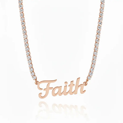 Courage - Hope - Faith Breast Cancer Awareness Tennis Necklace - Jewelry