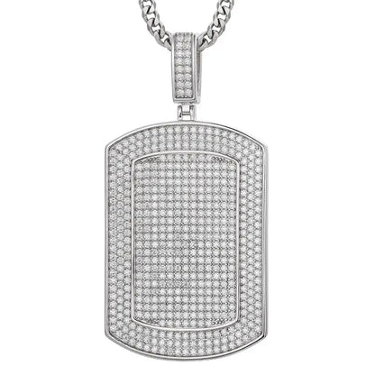 S925 Sterling Silver D Color VVS Moissanite Tag Pendant Iced Out Army Style Military Dog Tags Chain 3 Size Hip Hop