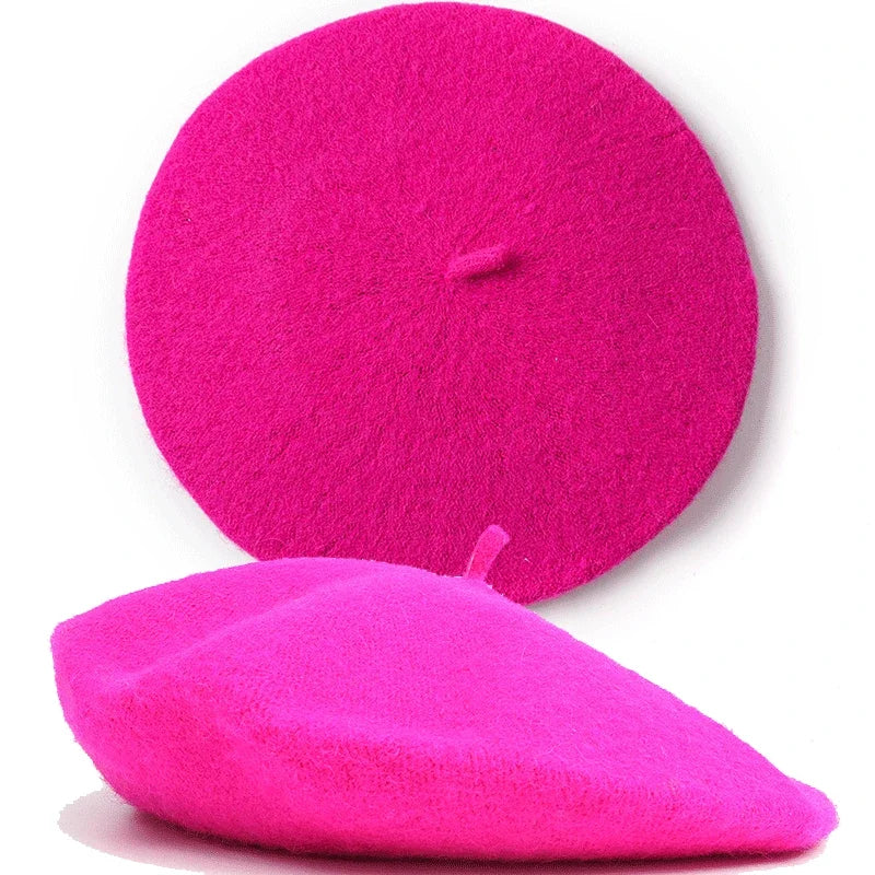 Cozy Chic Wool Cashmere Beret - Fuschia - Jewelry