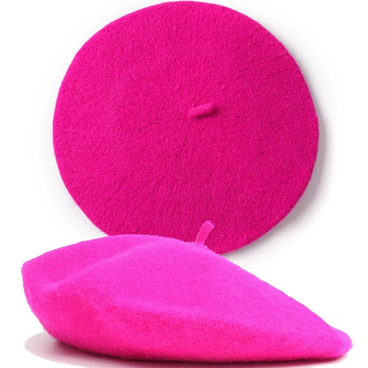 Cozy Chic Wool Cashmere Beret - Fuschia - Jewelry